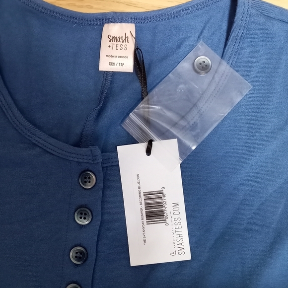 Smash and Tess. BNWT Anyday Romper in Becoming Blue. Size xxs - Picture 5 of 8